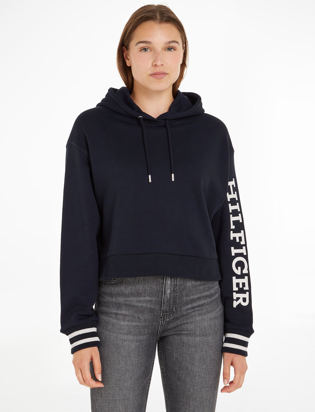 Tommy Hilfiger Reg Monotype Slv Crop Hoodie Hoodies Boozt