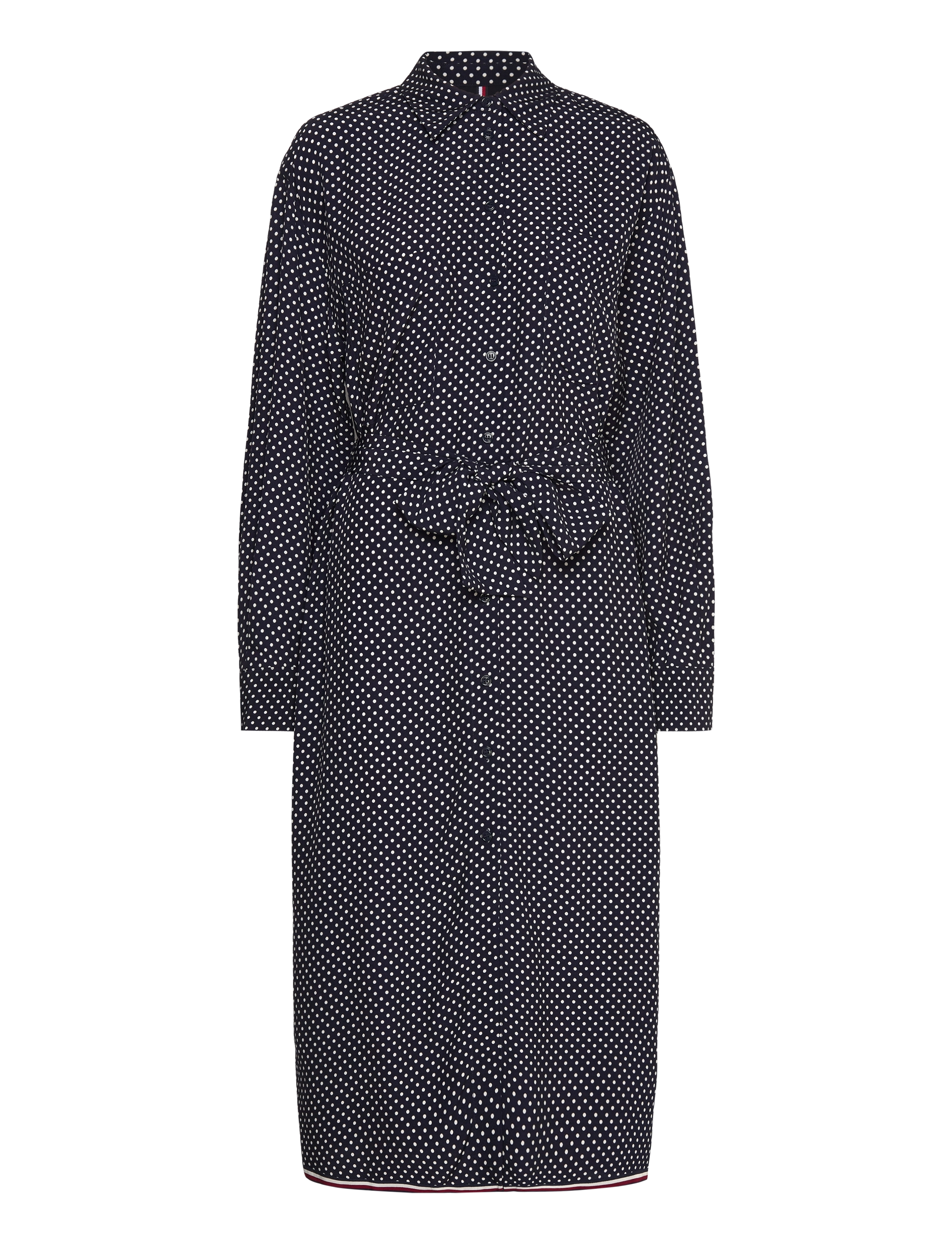 TOMMY HILFIGER Polkadot Midi Shirt Kleid Ls Schwarz - 34 - Damen