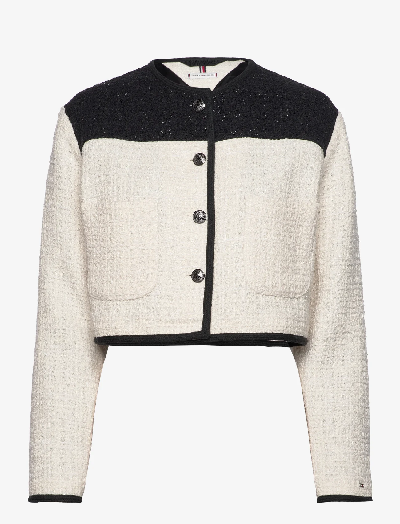 Tommy Hilfiger - CROPPED TWEED JACKET - party wear at outlet prices - ecru / black colorblock - 0