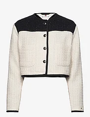 Tommy Hilfiger - CROPPED TWEED JACKET - party wear at outlet prices - ecru / black colorblock - 0