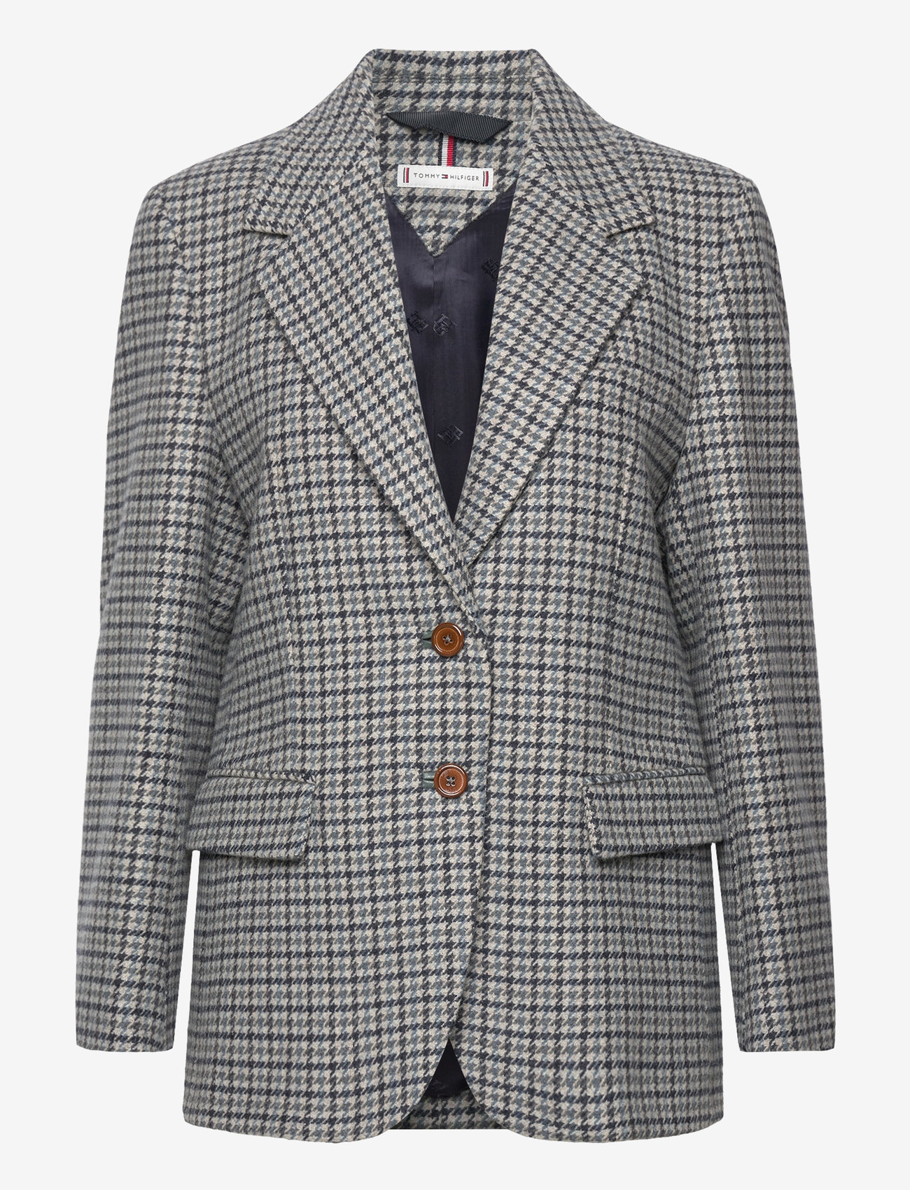Tommy Hilfiger - OVERSIZED WOOL CHECK SB BLAZER - houndstooth blue grey - 0