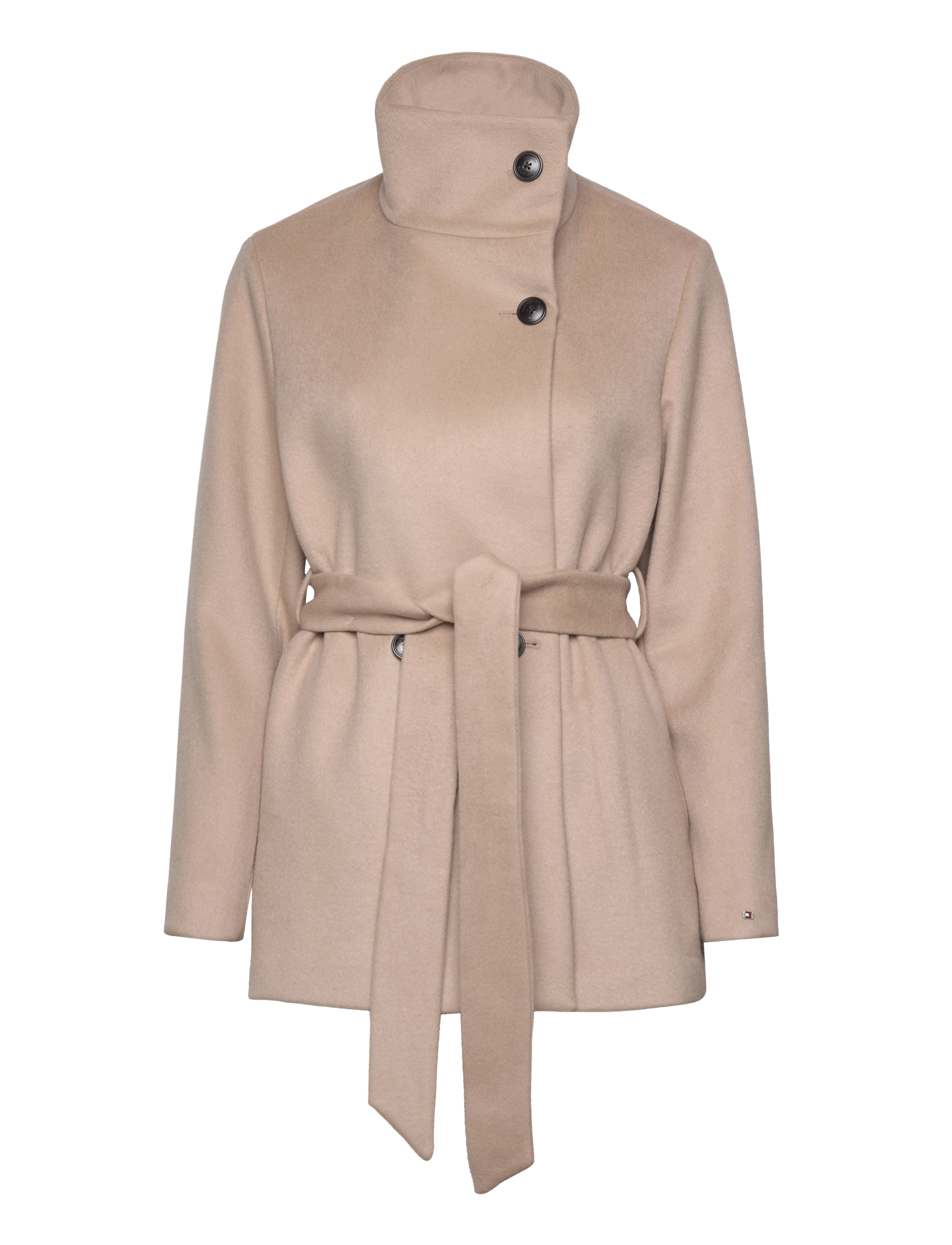 Tommy Hilfiger - WOOL BLEND DB BELTED FUNNEL JKT - merino beige - 1