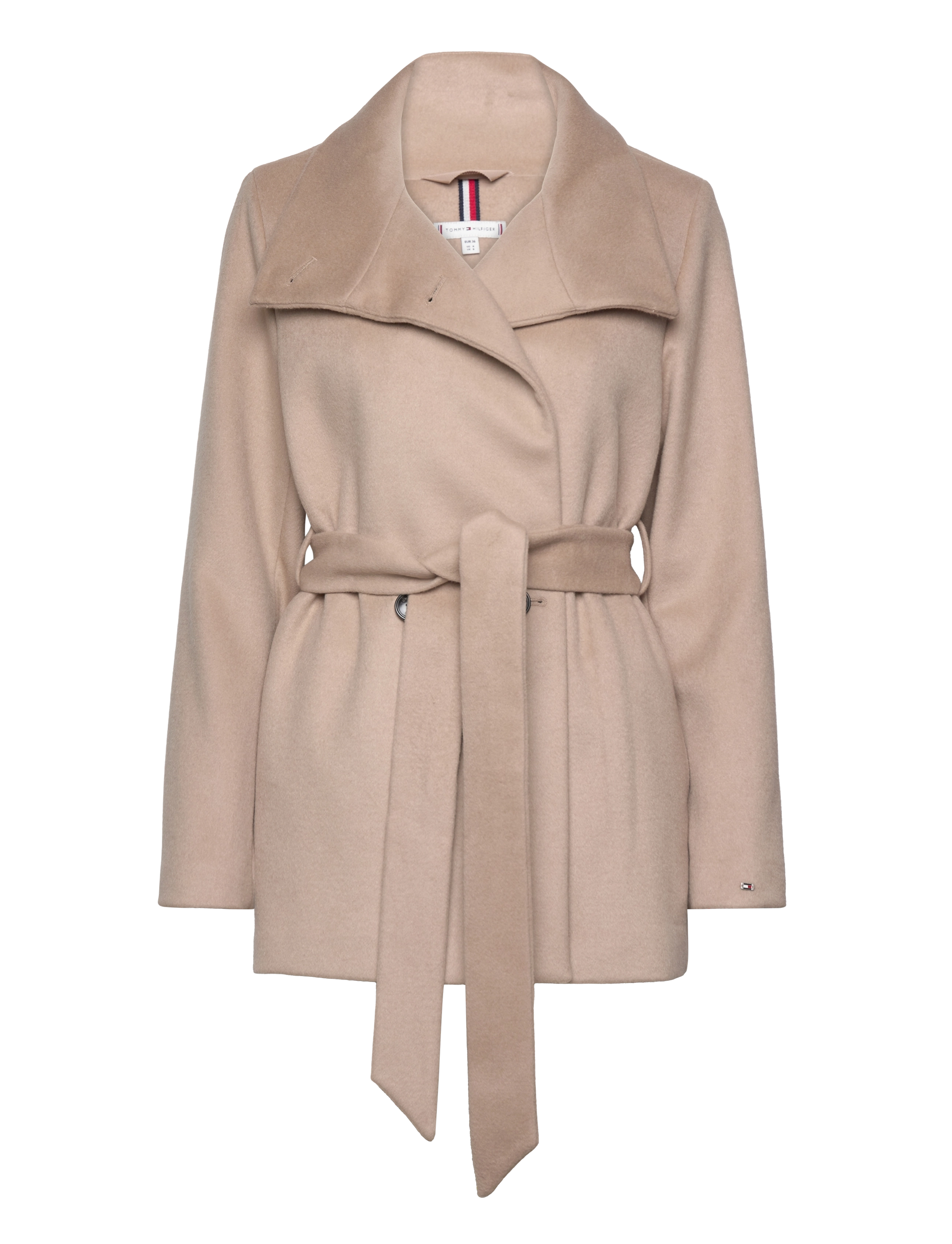 Tommy Hilfiger - WOOL BLEND DB BELTED FUNNEL JKT - merino beige - 3