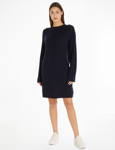 SOFT WOOL AO CABLE C-NK DRESS, Tommy Hilfiger