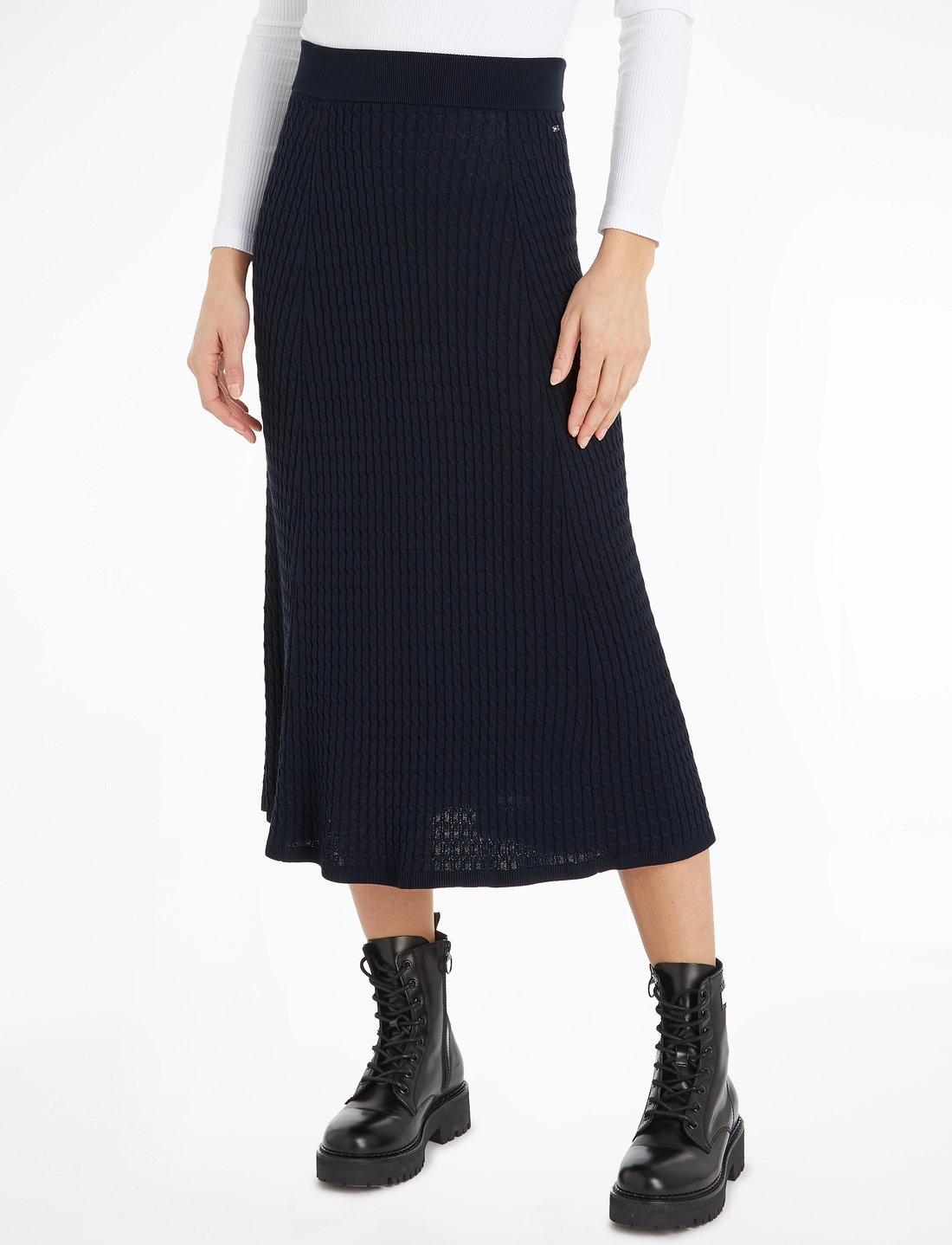 Tommy Hilfiger Micro Cable Flared Skirt - Midi-Röcke