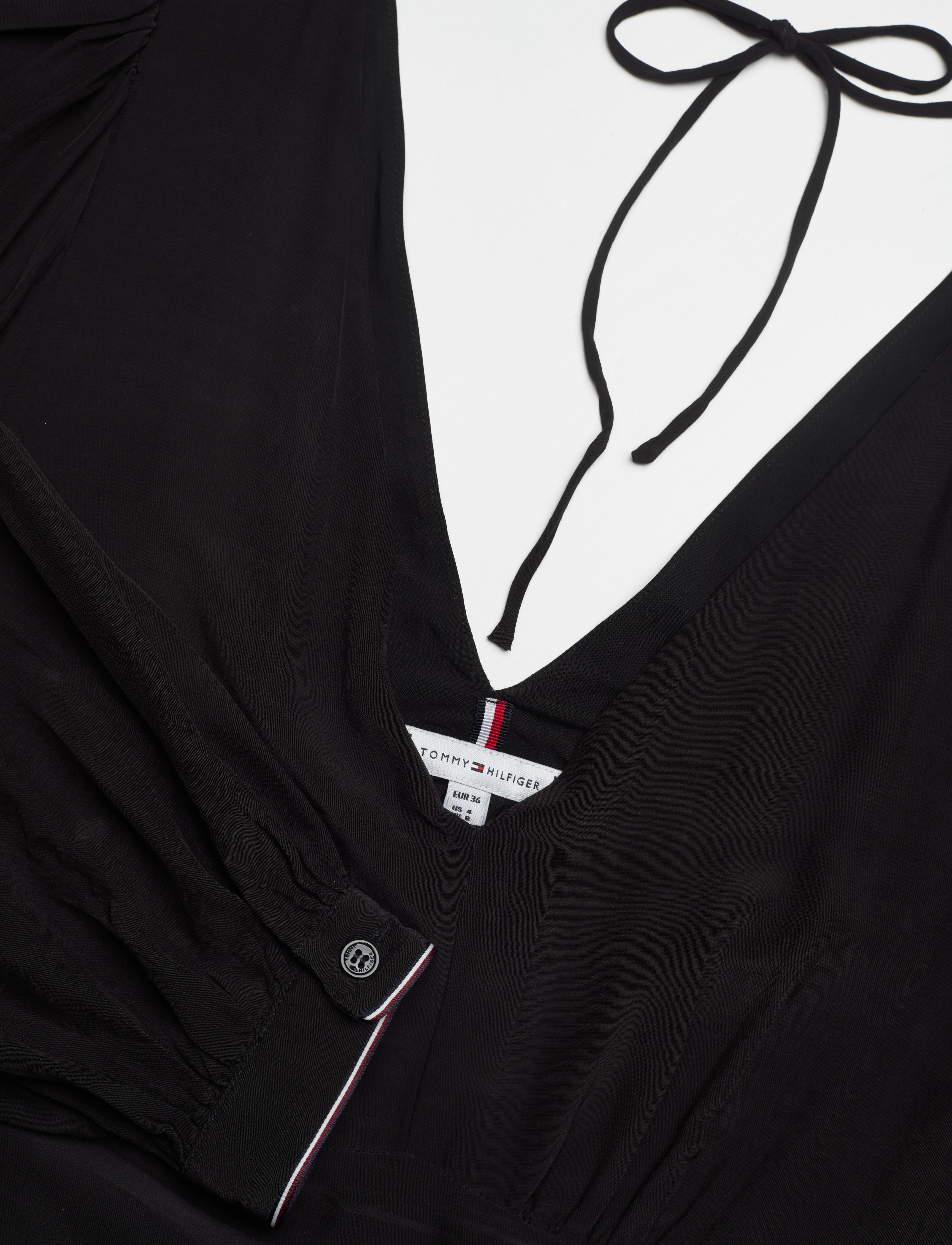 Tommy Hilfiger - FLUID SOLID SHORT V-NECK DRESS - minikleidid - black - 2