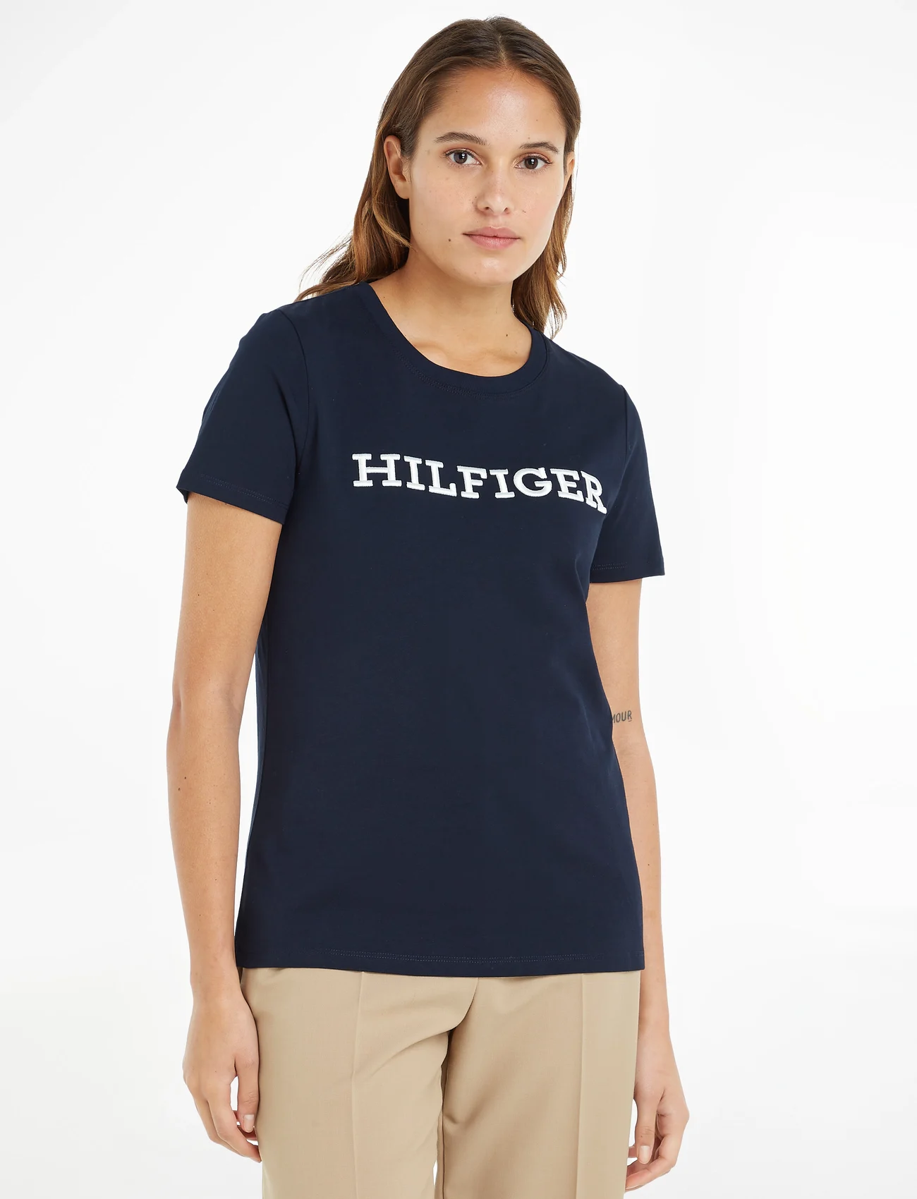 Tommy Hilfiger - REG MONOTYPE EMB C-NK SS - t-shirts - desert sky - 1