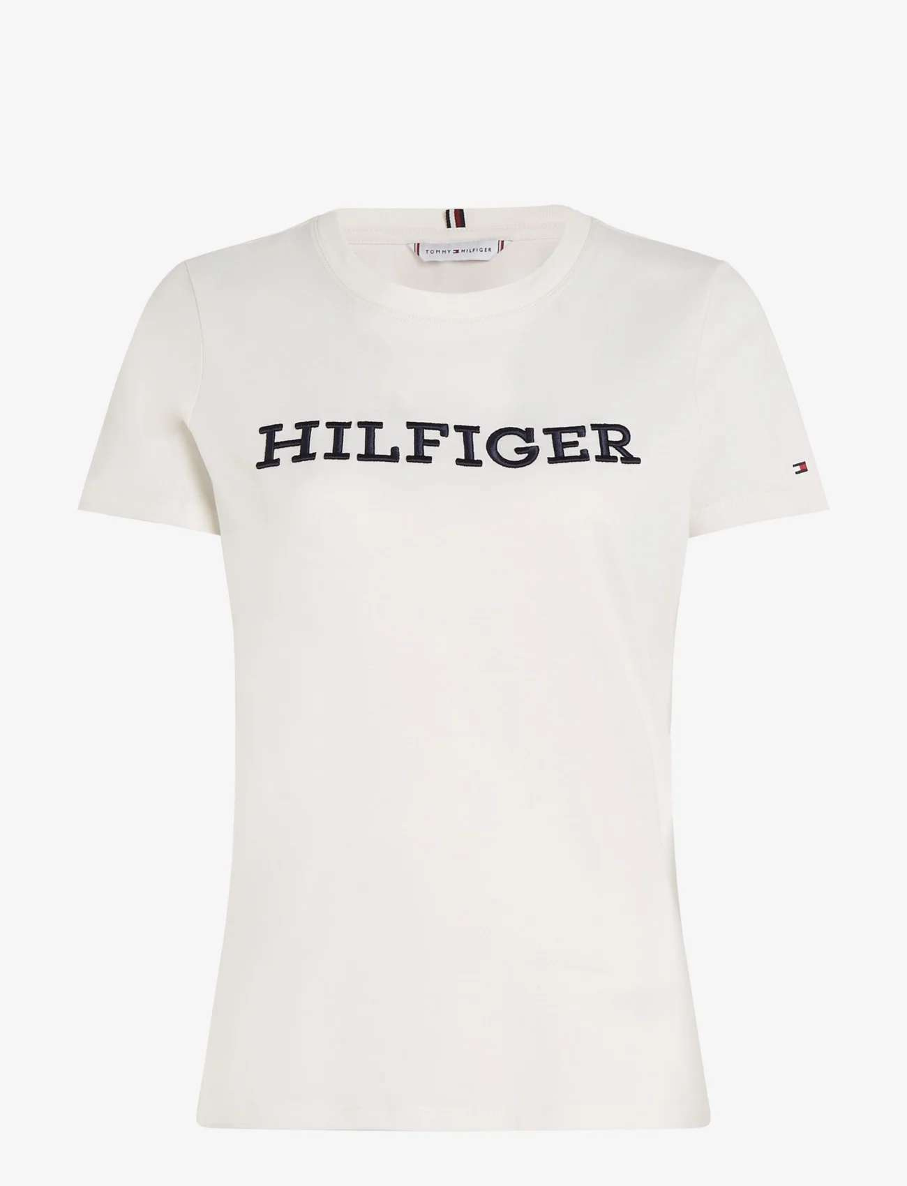Tommy Hilfiger - REG MONOTYPE EMB C-NK SS - t-shirts - weathered white - 0