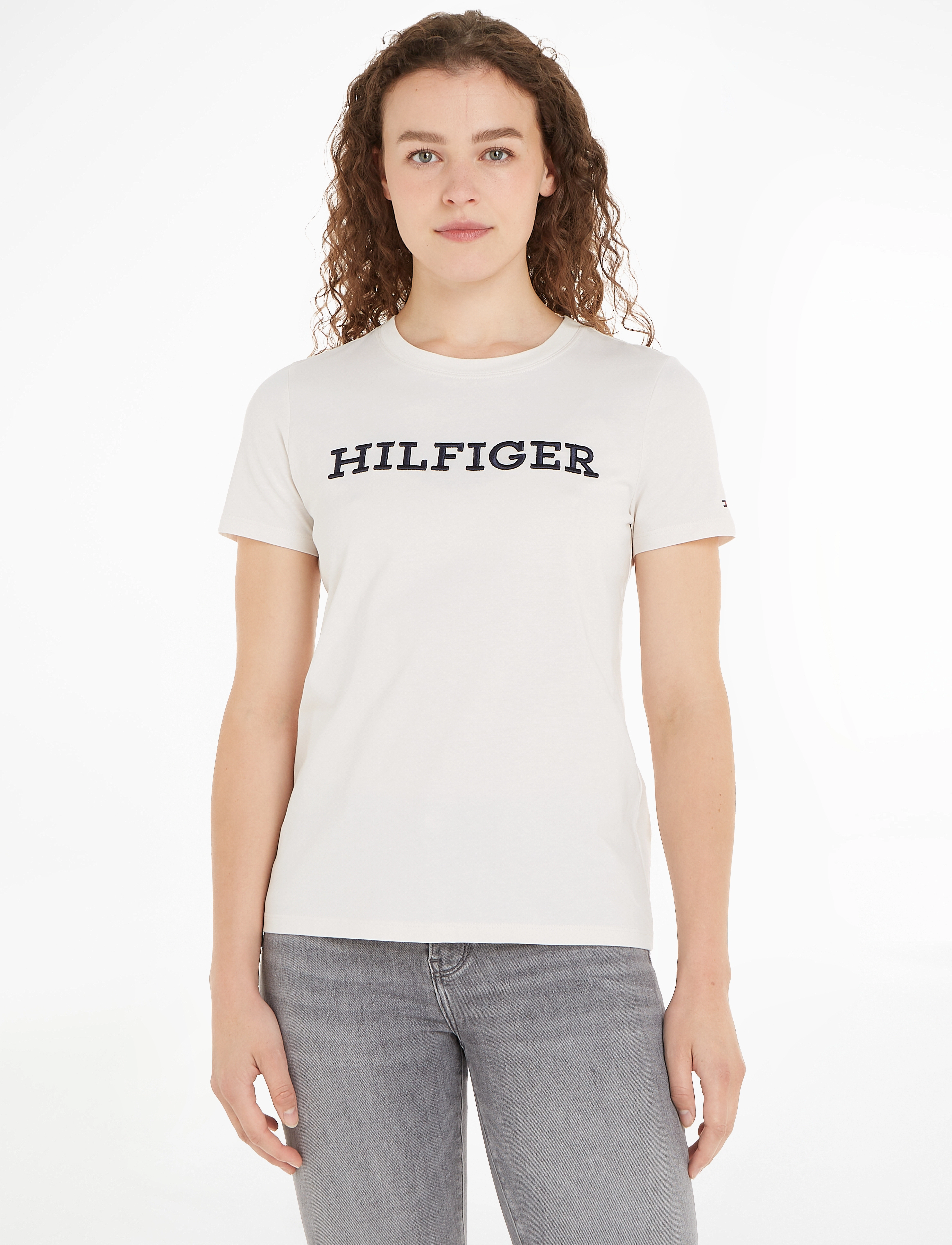 Tommy Hilfiger - REG MONOTYPE EMB C-NK SS - weathered white - 1
