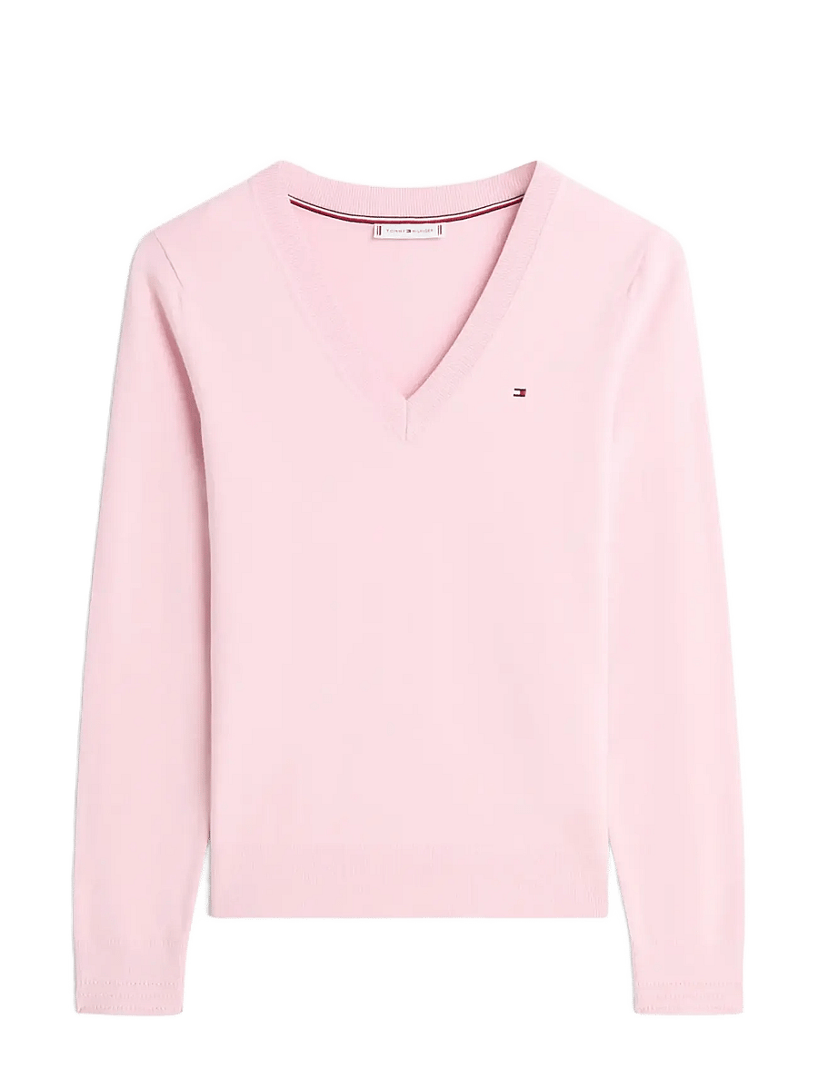 Tommy Hilfiger - CO JERSEY FINE GG V-NK LS SWT - jumpers - bonita pink - 1