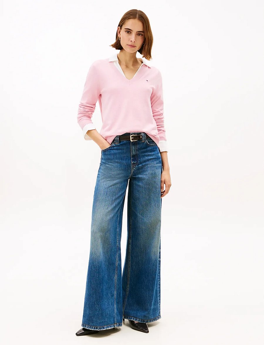 Tommy Hilfiger - CO JERSEY FINE GG V-NK LS SWT - jumpers - bonita pink - 2