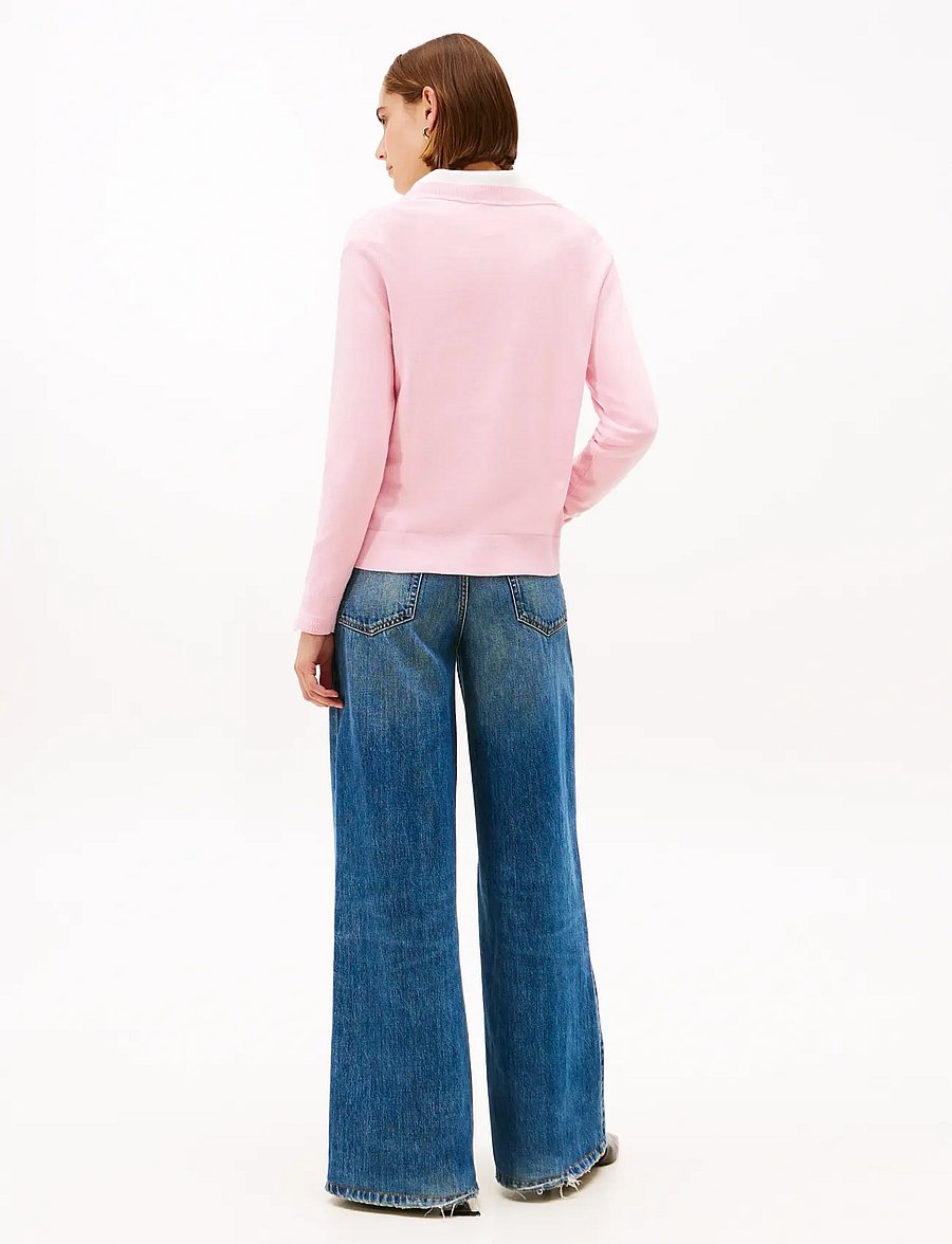 Tommy Hilfiger - CO JERSEY FINE GG V-NK LS SWT - jumpers - bonita pink - 3