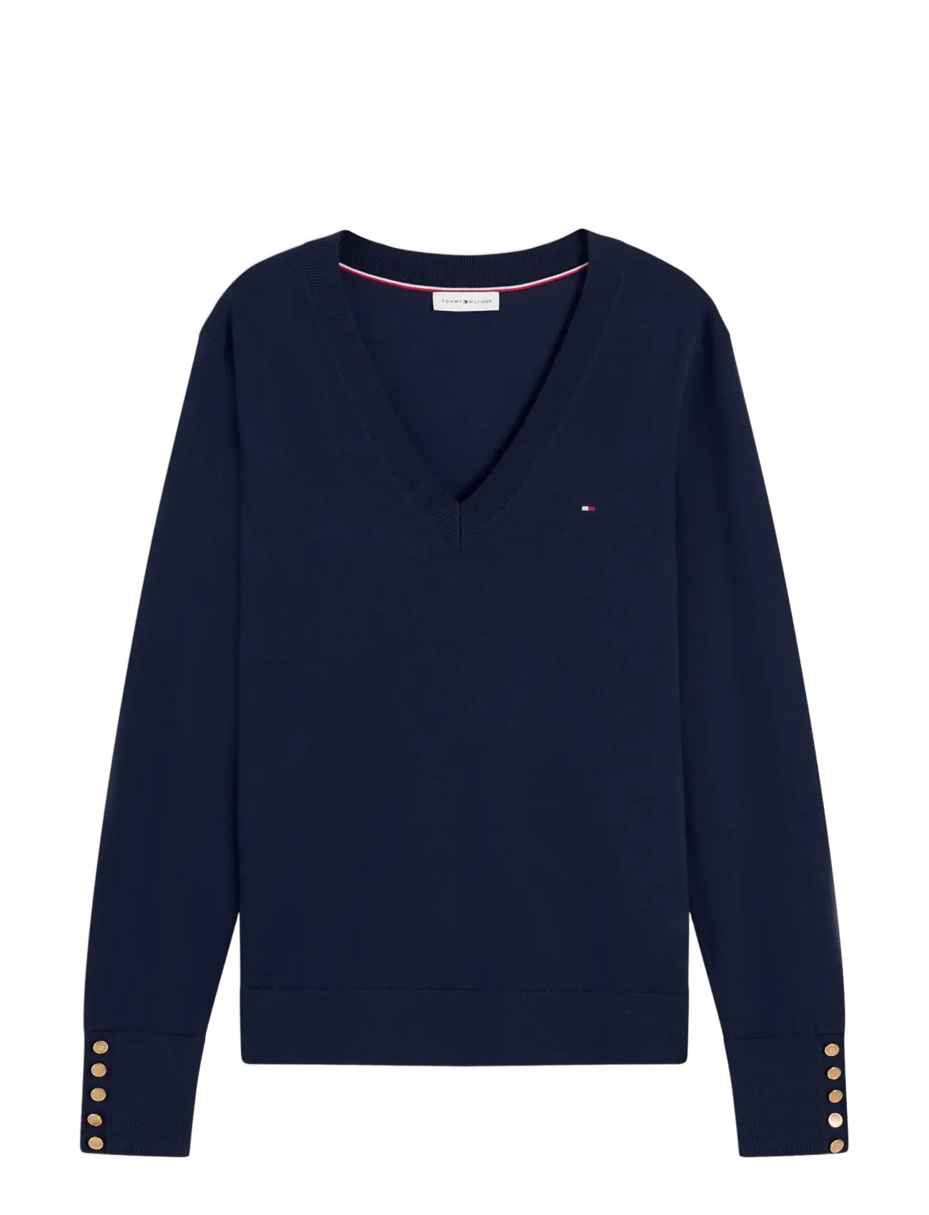Tommy Hilfiger CO JERSEY FINE GG V-NK LS SWT - Tøj - DARK NIGHT NAVY / navy