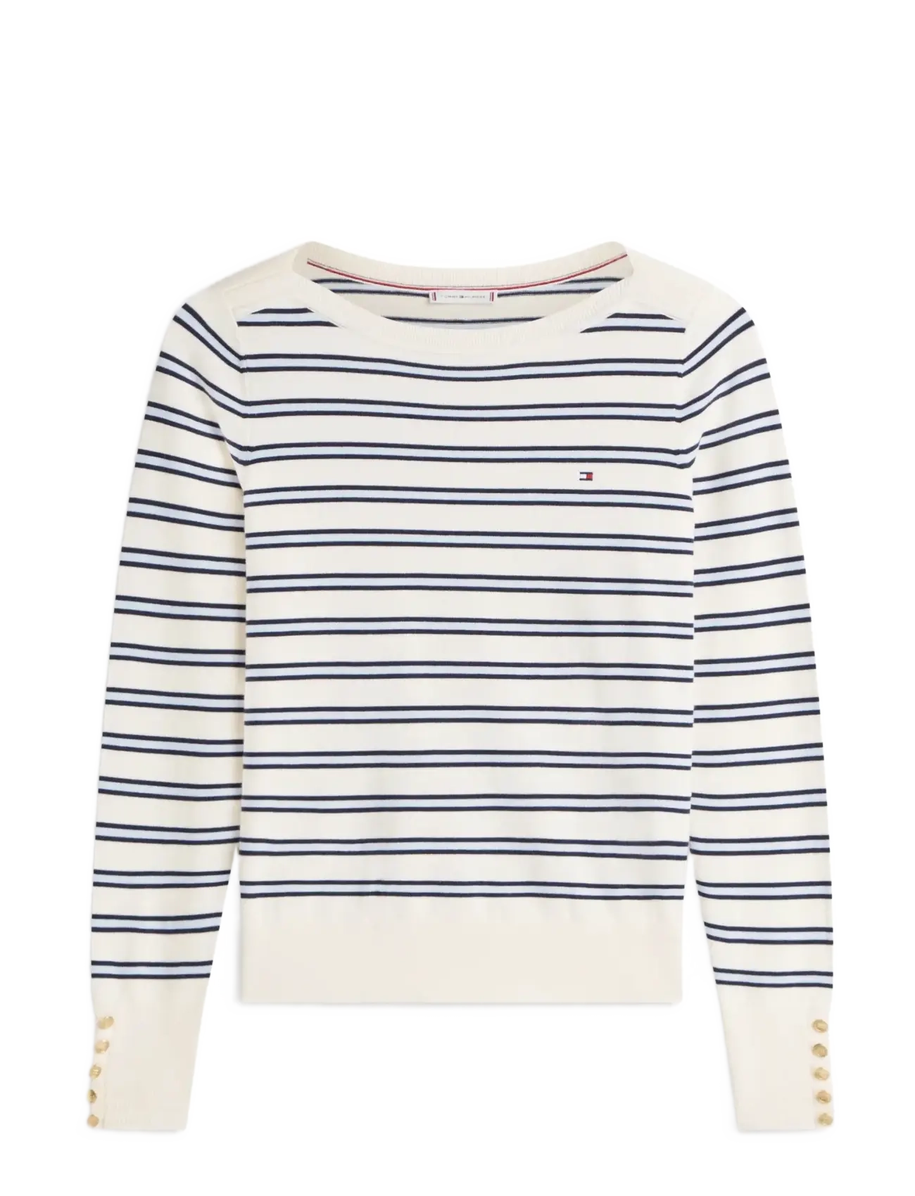 Tommy Hilfiger CO JERSEY STITCH BOAT-NK LS SWT - Sviitrid - CALICO DARK N NAVY BLUE STP / cream