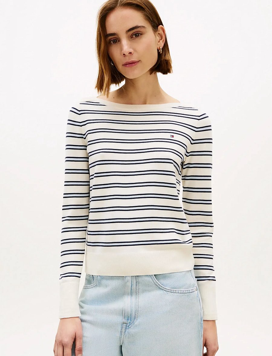 Tommy Hilfiger - CO JERSEY FINE GG BOAT-NK LS SWT - pullover - calico dark n navy blue stp - 0