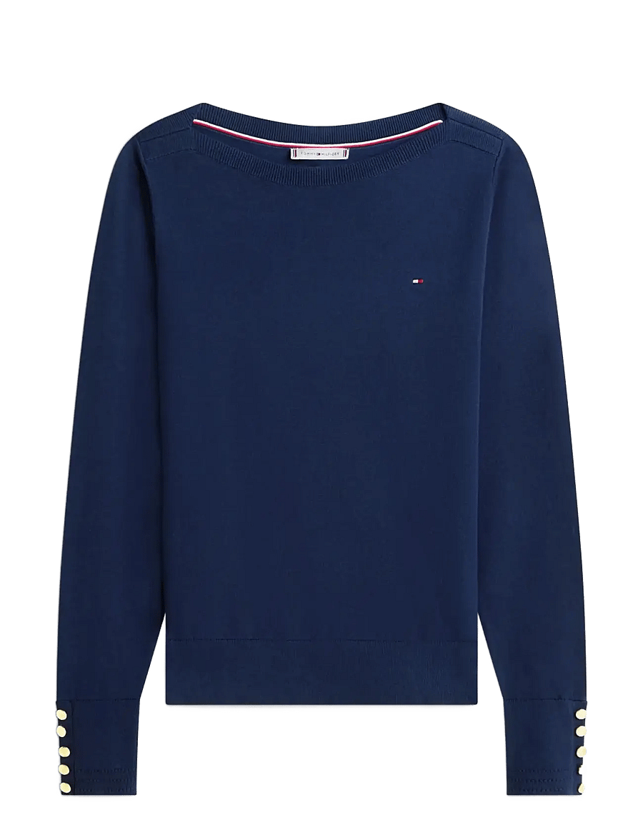 Tommy Hilfiger - CO JERSEY STITCH BOAT-NK LS SWT - stickade tröjor - dark night navy - 1
