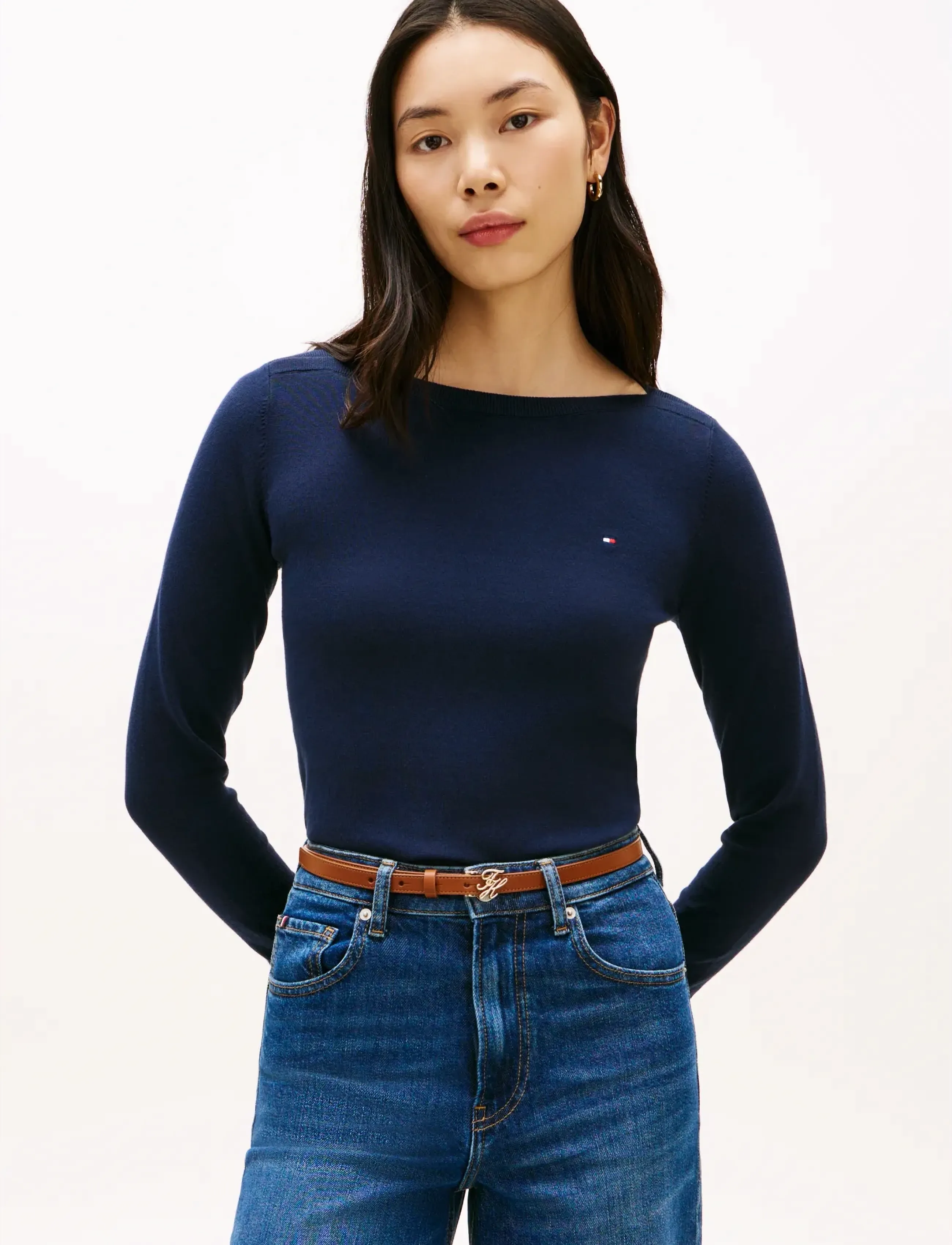 Tommy Hilfiger CO JERSEY FINE GG BOAT-NK LS SWT - Strikkevarer - DARK NIGHT NAVY / navy
