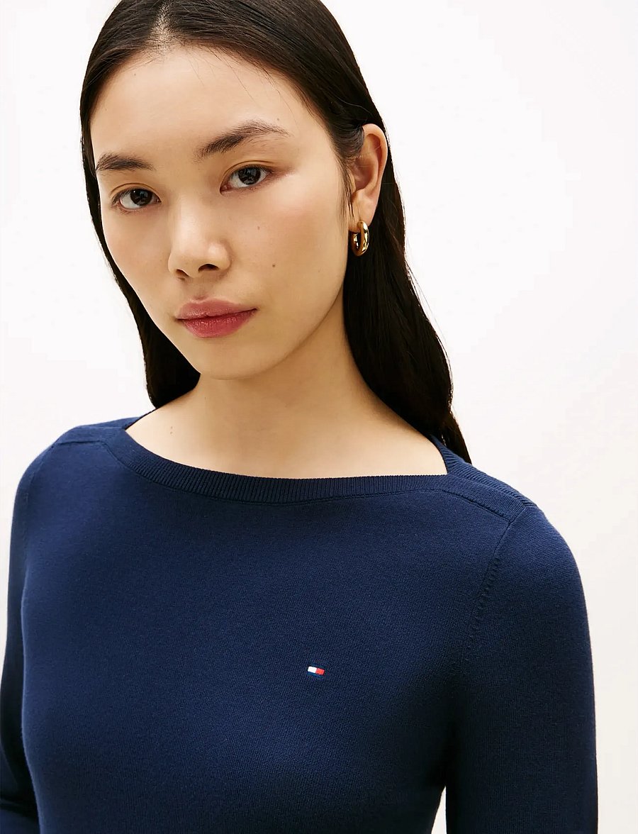 Tommy Hilfiger - CO JERSEY STITCH BOAT-NK LS SWT - stickade tröjor - dark night navy - 4