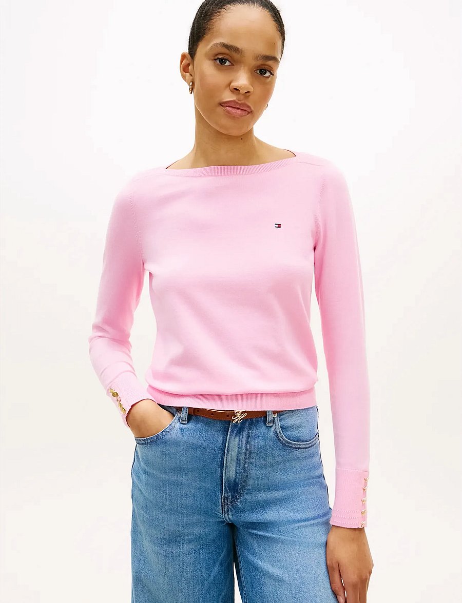 Tommy Hilfiger - CO JERSEY STITCH LS BOAT-NK SWT - striktrøjer - rose petal - 0