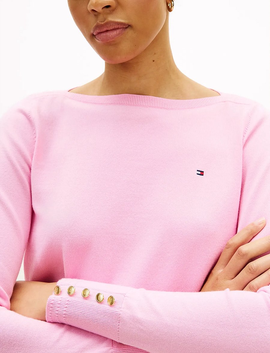 Tommy Hilfiger - CO JERSEY STITCH LS BOAT-NK SWT - striktrøjer - rose petal - 4