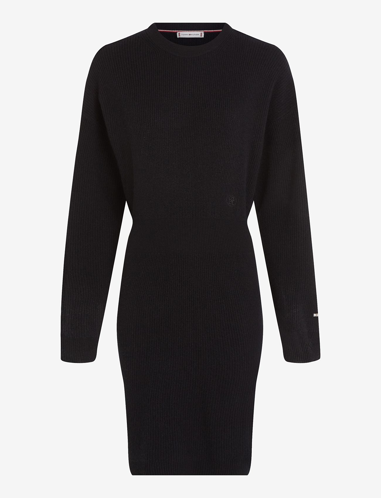 Tommy Hilfiger - SMD WOOL CASH WAISTED DRESS - strikkede kjoler - black - 0