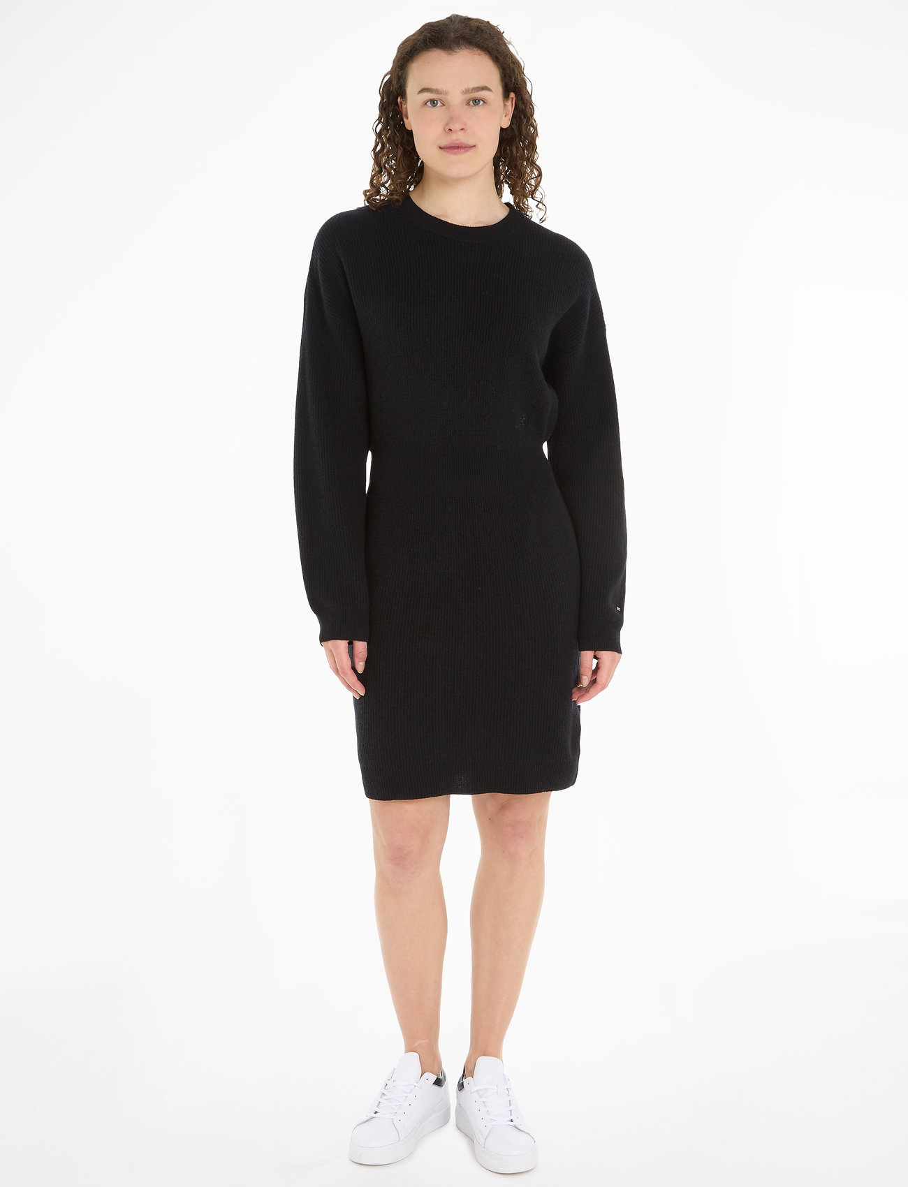Tommy Hilfiger - SMD WOOL CASH WAISTED DRESS - knitted dresses - black - 1