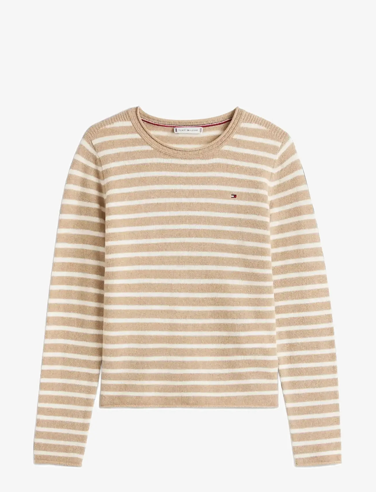 Tommy Hilfiger - SOFT WOOL C-NK LS SWEATER - sviitrid - safari canvas htr ivory petal stp - 1