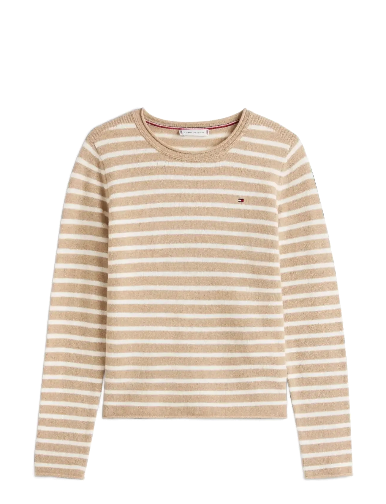 SOFT WOOL C-NK LS SWEATER - SAFARI CANVAS HTR/IVORY PETAL STP