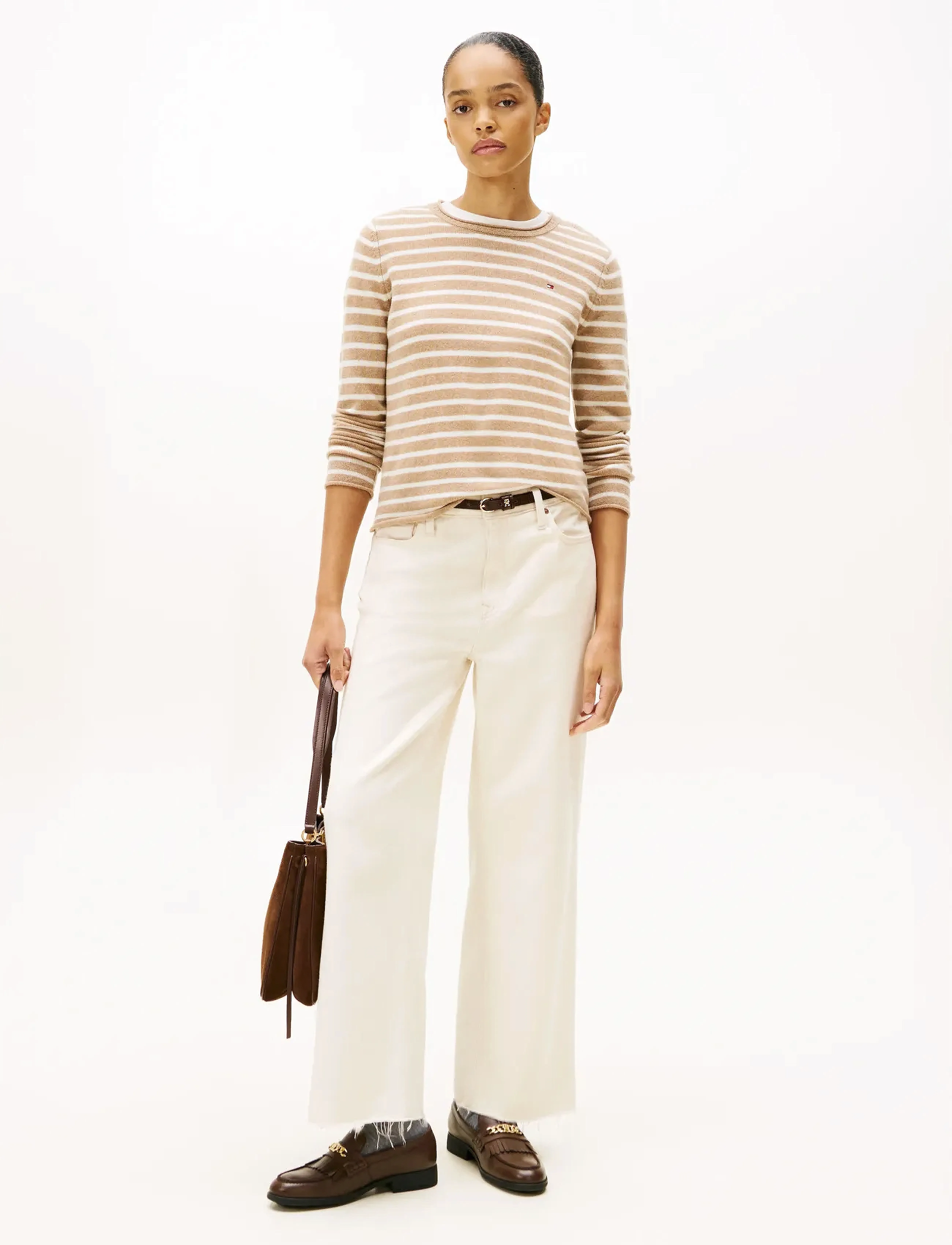 Tommy Hilfiger - SOFT WOOL C-NK LS SWEATER - sviitrid - safari canvas htr/ivory petal stp - 2
