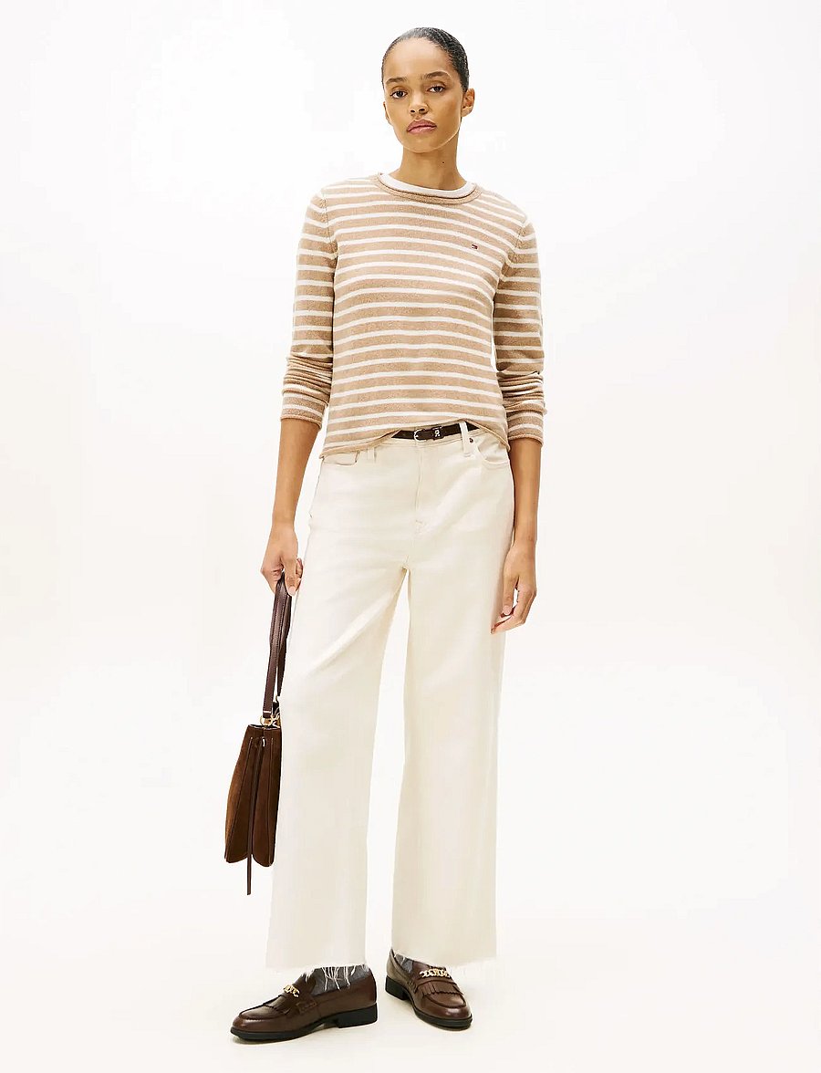 Tommy Hilfiger - SOFT WOOL C-NK LS SWEATER - sviitrid - safari canvas htr/ivory petal stp - 2