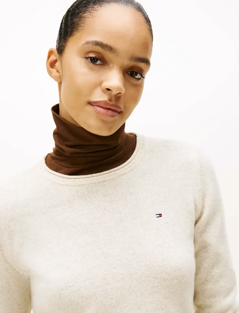 Tommy Hilfiger - SOFT WOOL C-NK LS SWEATER - striktrøjer - heather oatmilk - 4