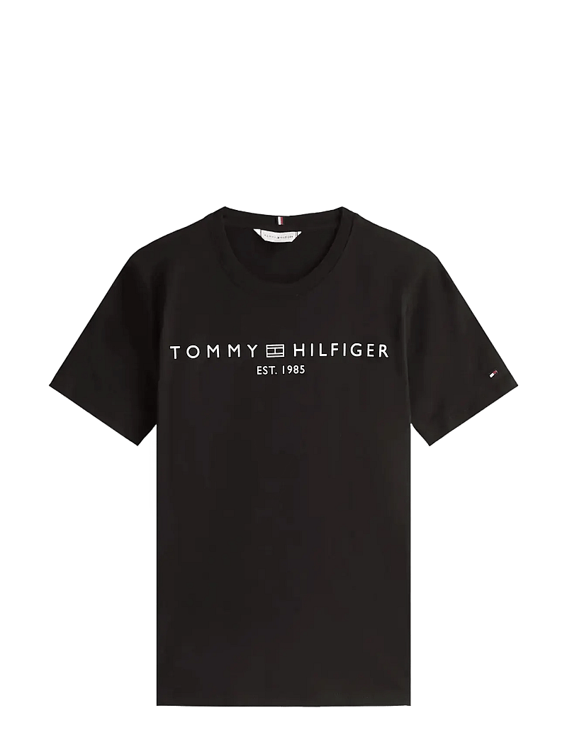 Tommy Hilfiger - REG CORP LOGO C-NK SS - t-shirts - black - 1
