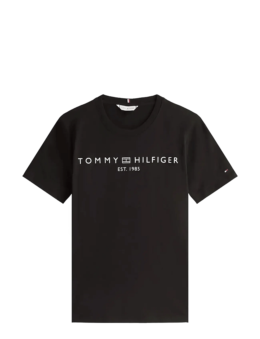 Tommy Hilfiger - CORP LOGO BOXY C-NK S/S T-SHIRT - t-shirts - black - 1