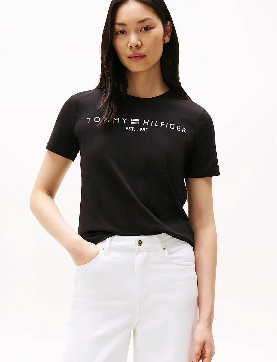 Tommy Hilfiger - CORP LOGO BOXY C-NK S/S T-SHIRT - t-shirts - black - 0