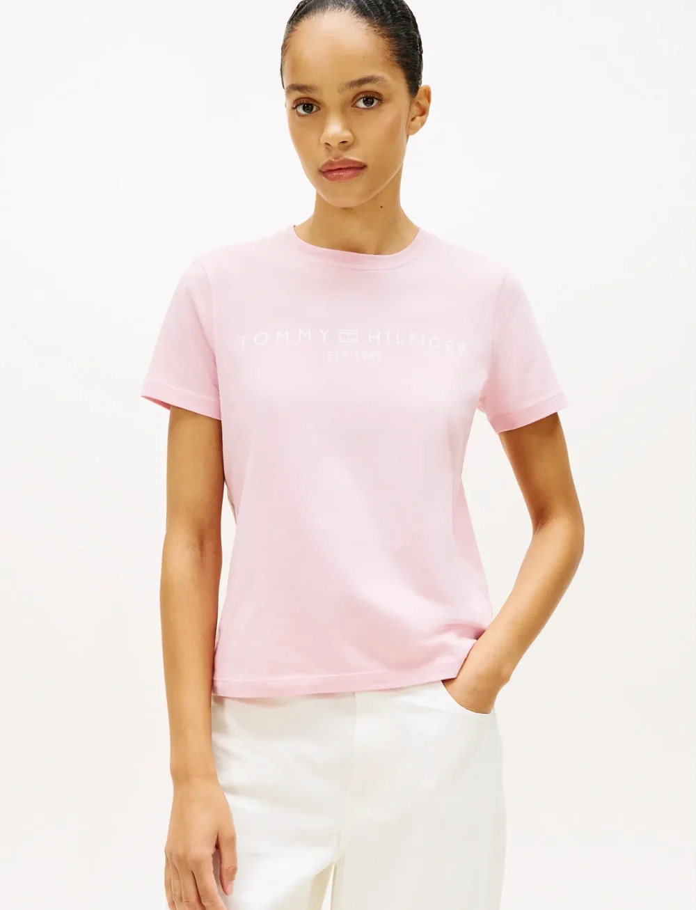Tommy Hilfiger - REG CORP LOGO C-NK SS - t-shirts - bonita pink - 0