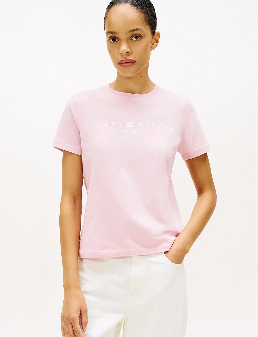 Tommy Hilfiger - CORP LOGO BOXY C-NK S/S T-SHIRT - t-paidat - bonita pink - 0