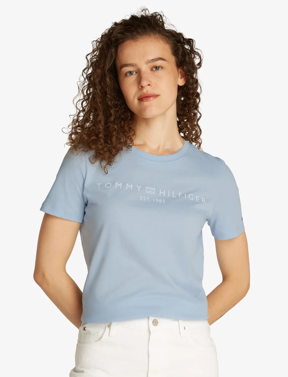 Tommy Hilfiger - REG CORP LOGO C-NK SS - t-shirts - breezy blue - 0