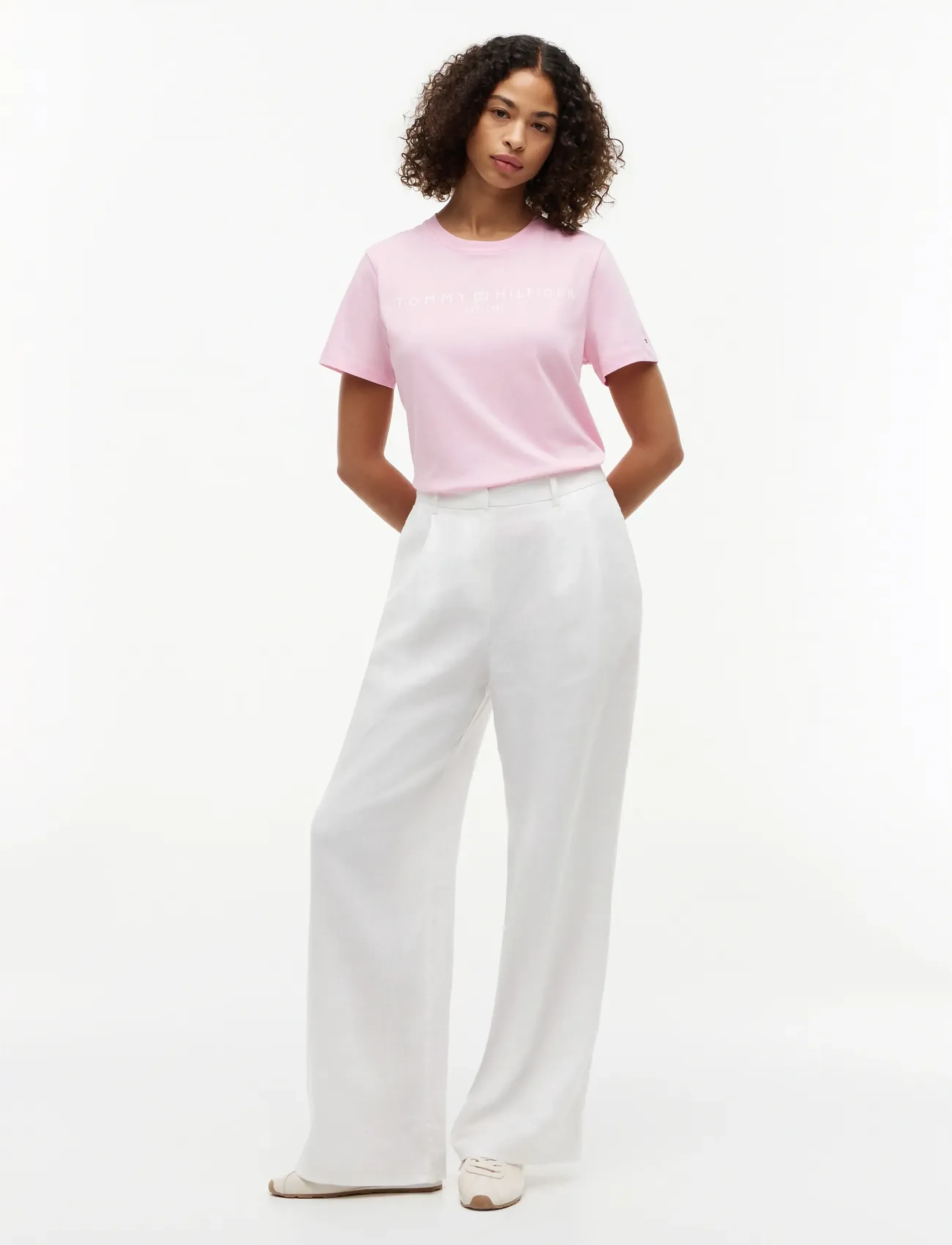 Tommy Hilfiger - REG CORP LOGO C-NK SS - t-shirts - classic pink - 4