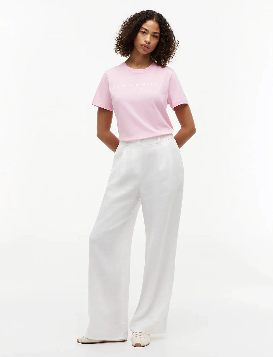 Tommy Hilfiger - REG CORP LOGO C-NK SS - t-shirts - classic pink - 4