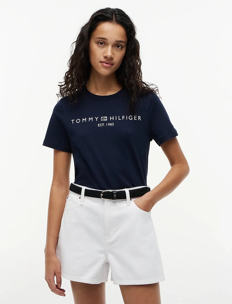 Tommy Hilfiger - REG CORP LOGO C-NK SS - t-paidat - dark blue - 0