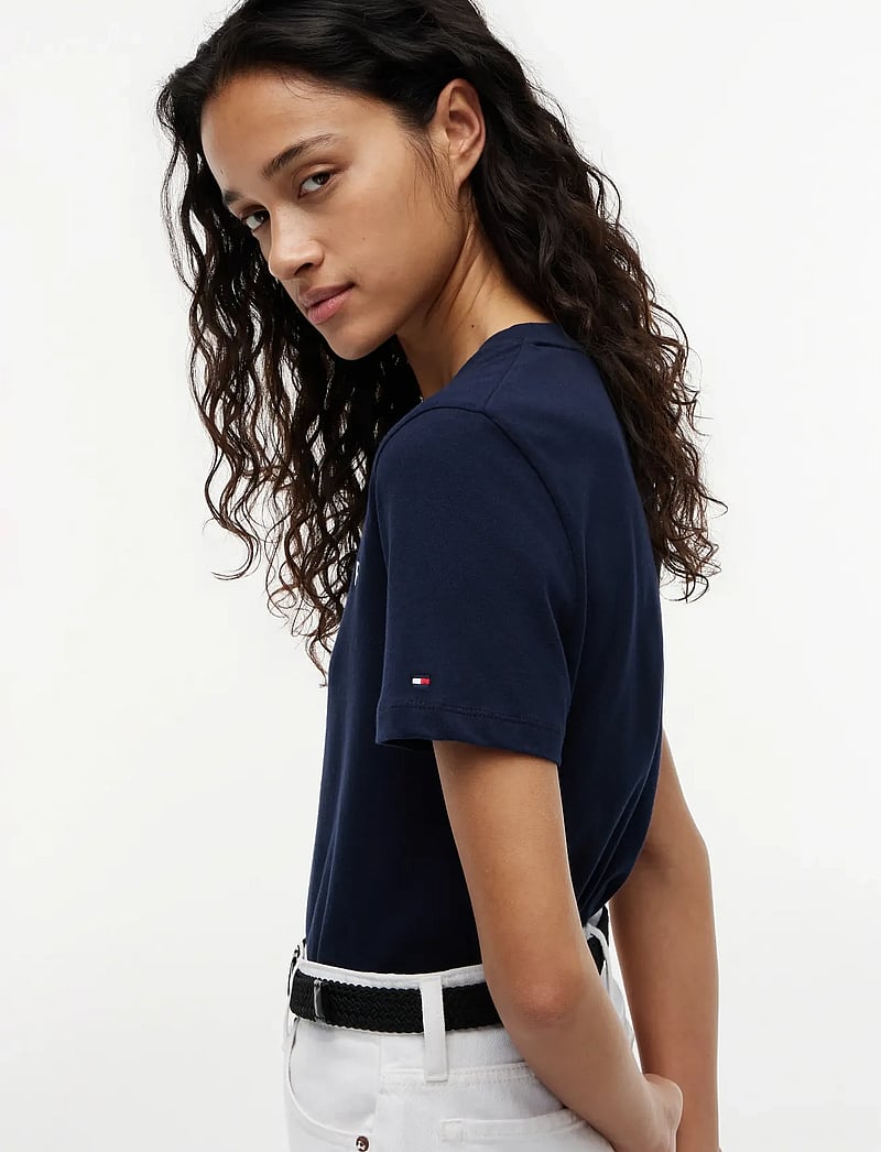 Tommy Hilfiger - REG CORP LOGO C-NK SS - t-paidat - dark blue - 4