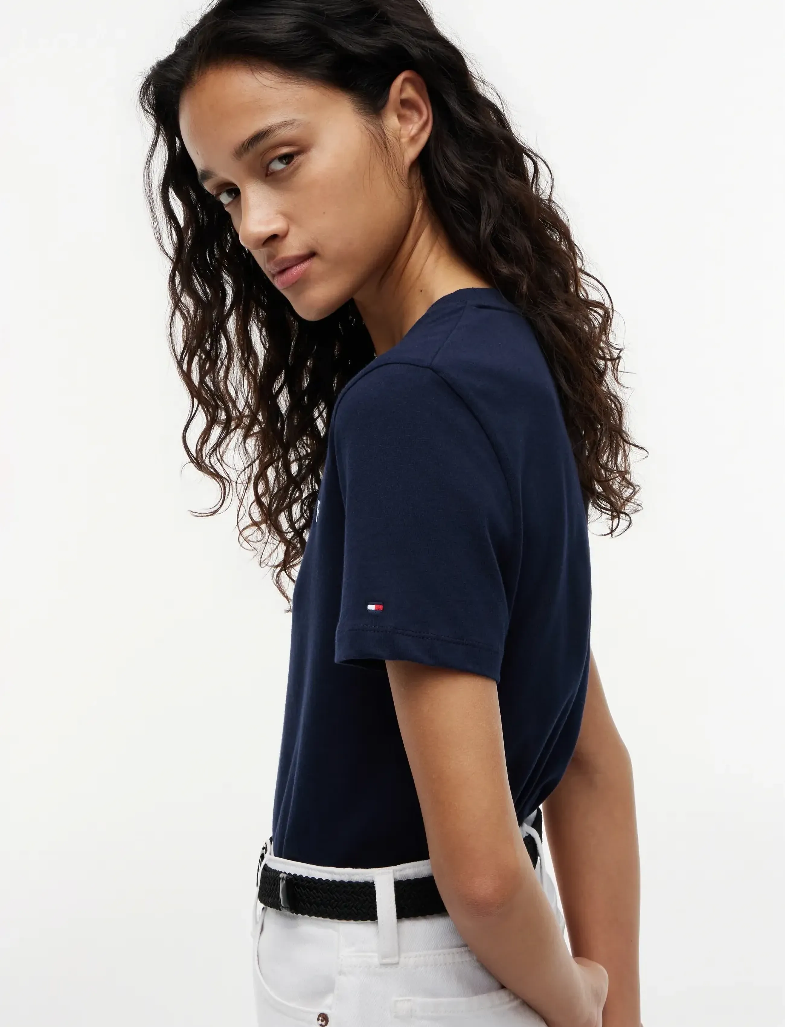 Tommy Hilfiger - REG CORP LOGO C-NK SS - t-shirts - dark blue - 4