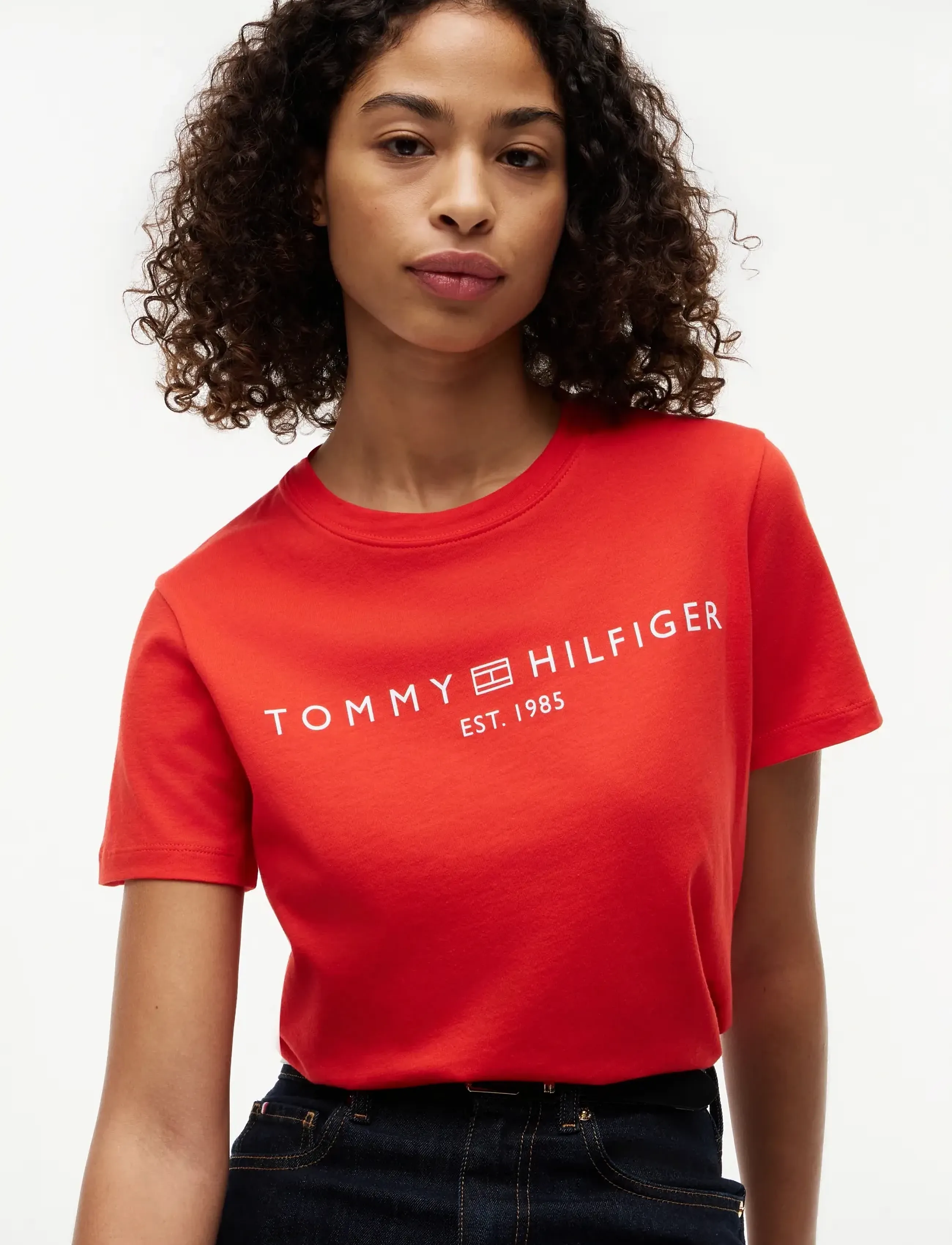Tommy Hilfiger - REG CORP LOGO C-NK SS - t-shirts - fire red - 3