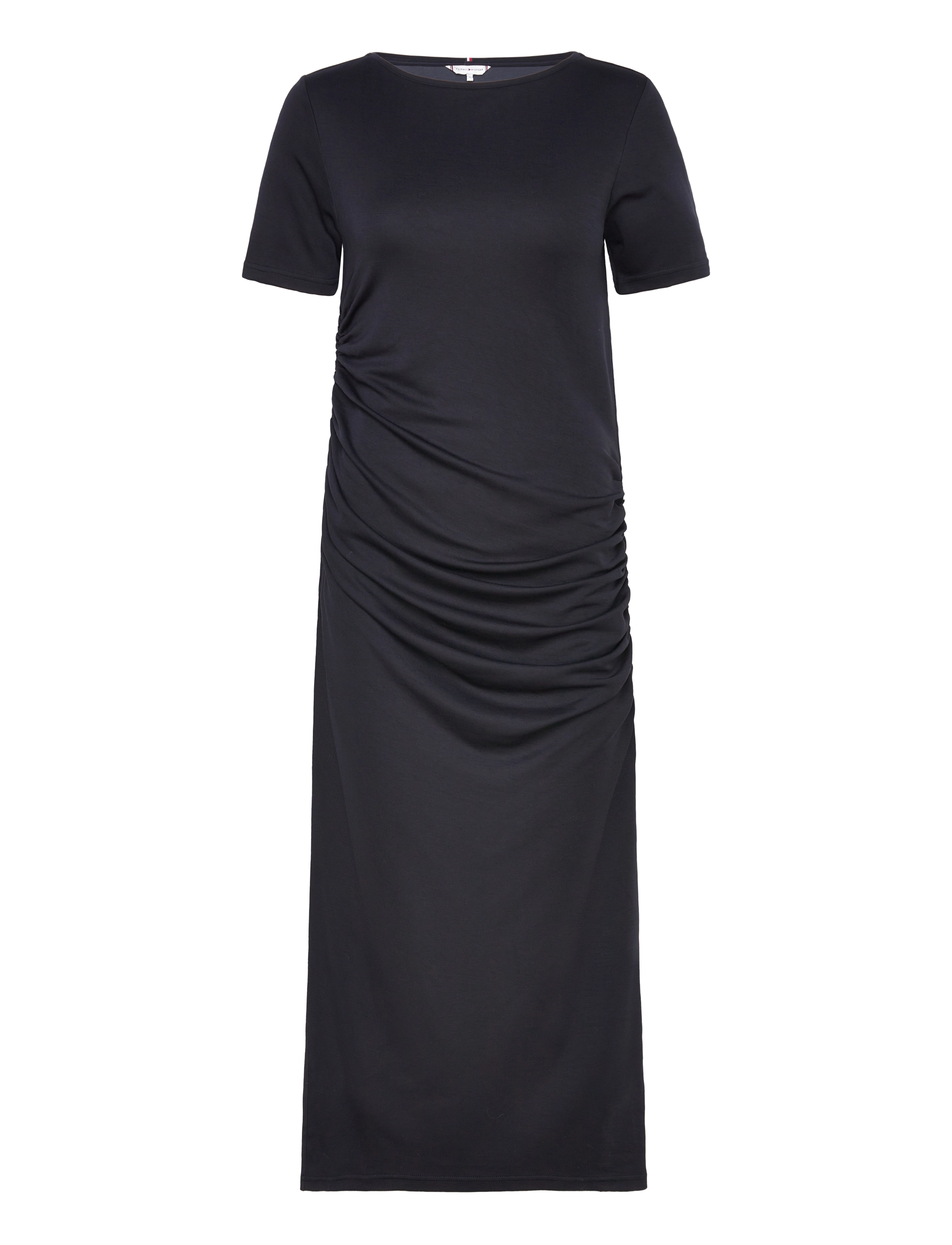 Tommy Hilfiger SLASH NK ROUCHED MIDI DRESS SS - Klänningar - DESERT SKY / black