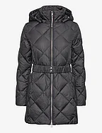 ELEVATED BELTED QUILTED COAT - BLACK