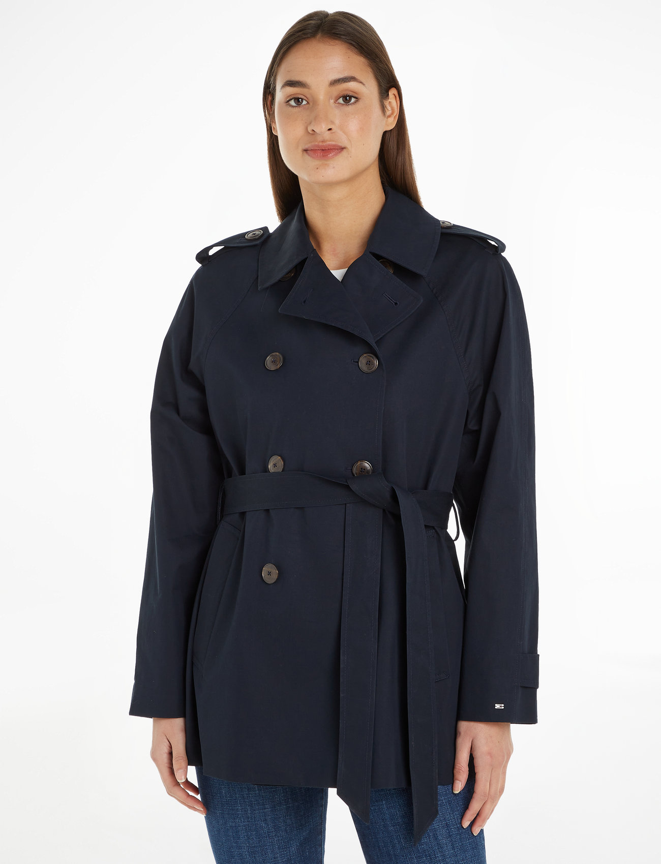Tommy Hilfiger - COTTON SHORT TRENCH - trench coats - desert sky - 1