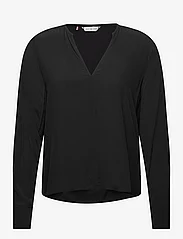 Tommy Hilfiger - VISCOSE CREPE V-NECK BLOUSE - long-sleeved blouses - black - 0