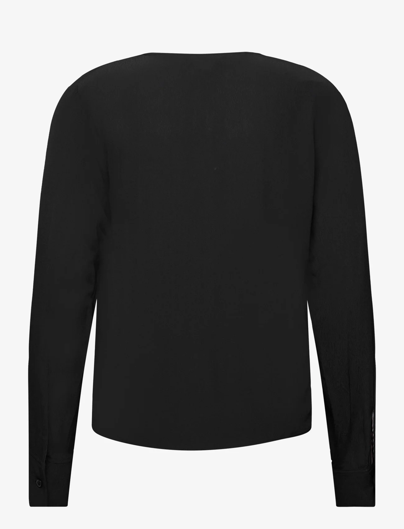 Tommy Hilfiger - VISCOSE CREPE V-NECK BLOUSE - blouses met lange mouwen - black - 1