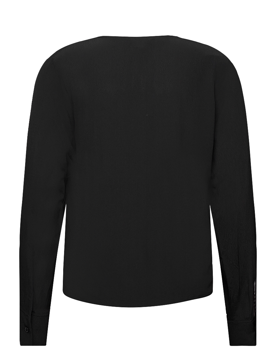 Tommy Hilfiger - VISCOSE CREPE V-NECK BLOUSE - langærmede bluser - black - 1