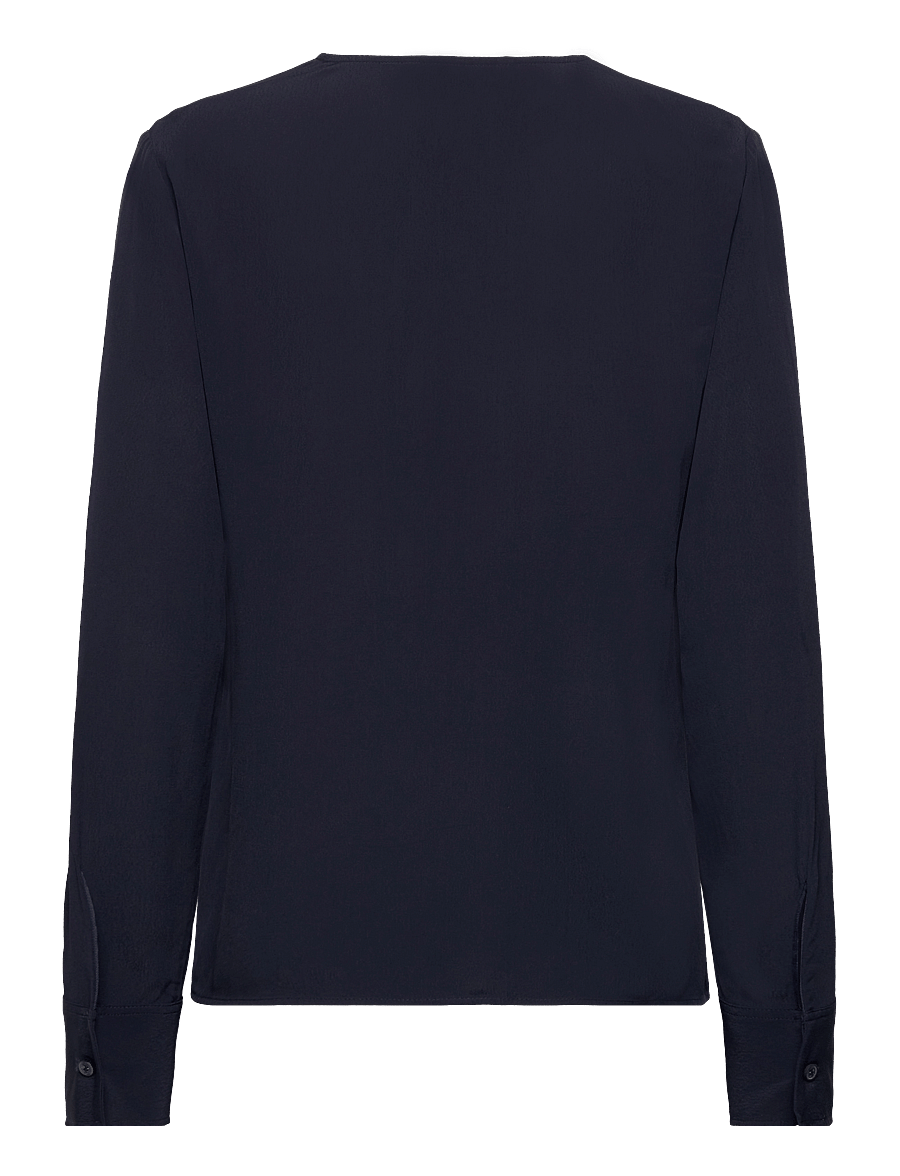 Tommy Hilfiger - VISCOSE CREPE V-NECK BLOUSE - långärmade blusar - desert sky - 1